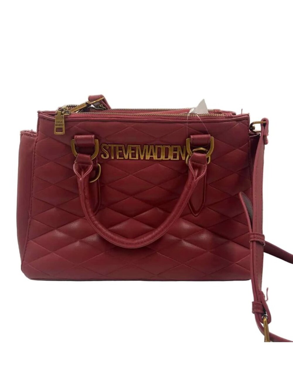STEVE MADDEN Quilted Rose Vegan Leather Handled Satchel w/2 Crossbody Straps